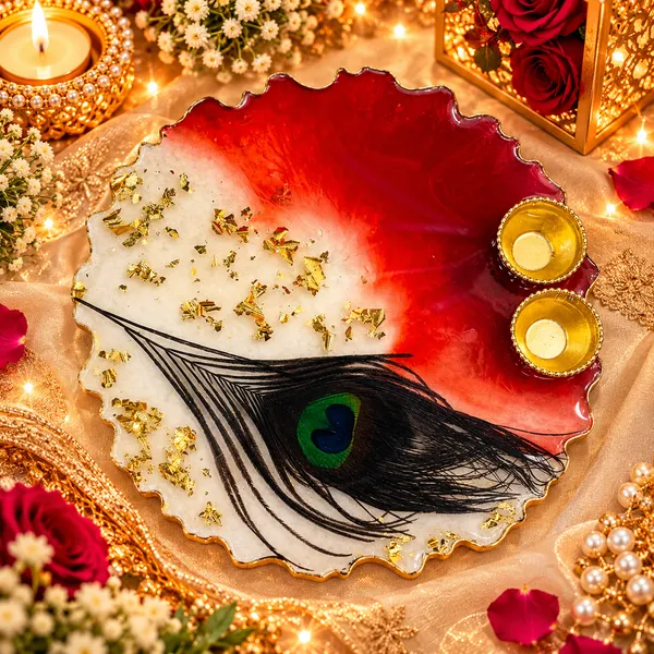 Handcrafted_Peacock_Feather_Pooja_Thali_for_Diwali_&_Festive_Decor_|_Decorative_Roli_Chawal_Plate,|_Traditional_Indian_Pooja_Thali_Set_for_Puja,_Diwali_&_Wedding