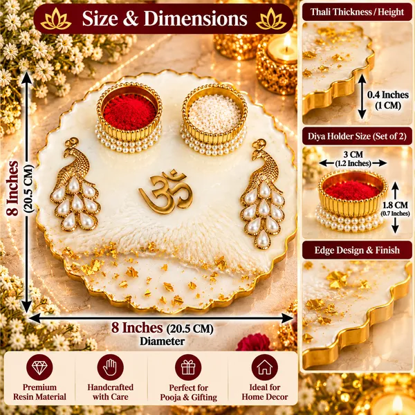 Handcrafted_Resin_Pooja_Thali_with_Peacock_&_Om_Design_–_8×8_Inch_Premium_Decorative_Thali_with_2_Diya_Holders_for_Pooja,_Diwali_&_Festive_Gifting