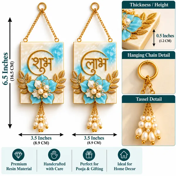 Handcrafted_Resin_Shubh_Labh_Wall_Hanging_Toran_–_Elegant_Blue_Floral_Design_with_Golden_Detailing_&_Pearl_Tassels_for_Diwali,_Pooja_&_Home_Décor