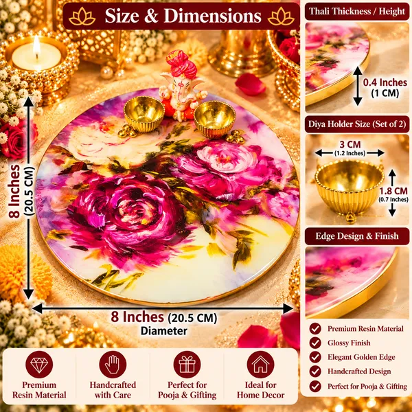 Handcrafted_Resin_Floral_Pooja_Thali_with_Ganesha_Idol_&_2_Diya_Holders_–_Premium_Round_Decorative_Thali_for_Pooja,_Diwali_&_Festive_Gifting