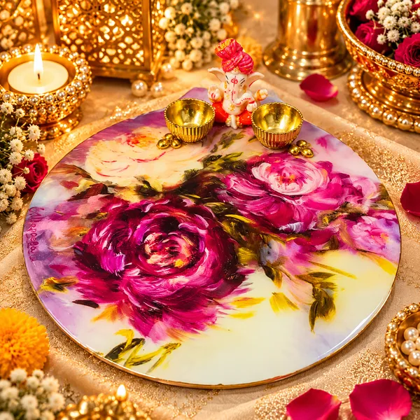 Handcrafted_Resin_Floral_Pooja_Thali_with_Ganesha_Idol_&_2_Diya_Holders_–_Premium_Round_Decorative_Thali_for_Pooja,_Diwali_&_Festive_Gifting