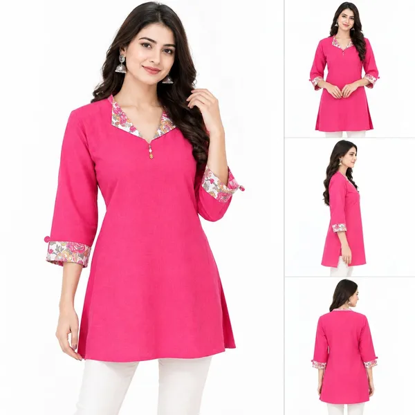 Pink_Cotton_A-Line_Printed_Trim_Top_For_Women