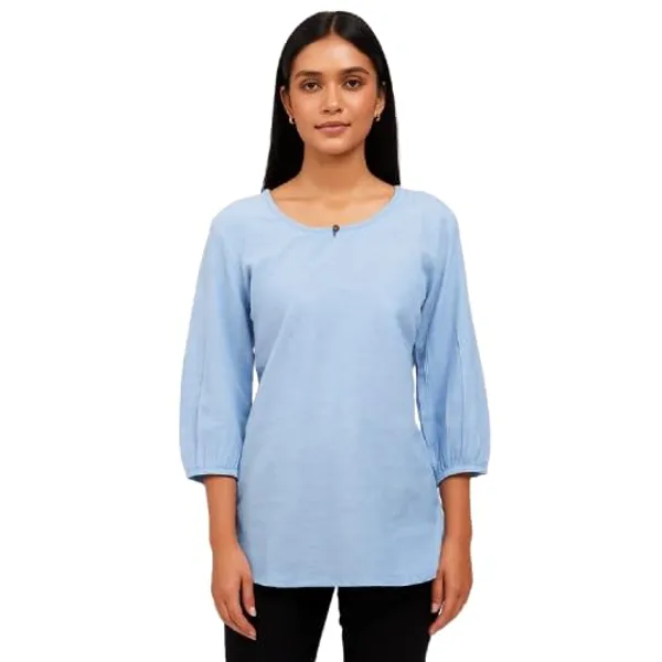 Sky_Blue_Cotton_Relaxed_Fit_Tunic_Top_For_Women
