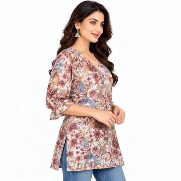 Multicolour_Cotton_Relaxed_Fit_Floral_Print_Short_Kurti_For_Women
