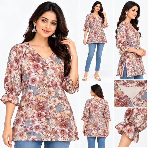 Multicolour_Cotton_Relaxed_Fit_Floral_Print_Short_Kurti_For_Women