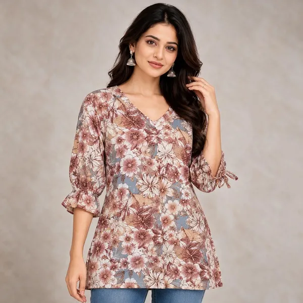 Multicolour_Cotton_Relaxed_Fit_Floral_Print_Short_Kurti_For_Women