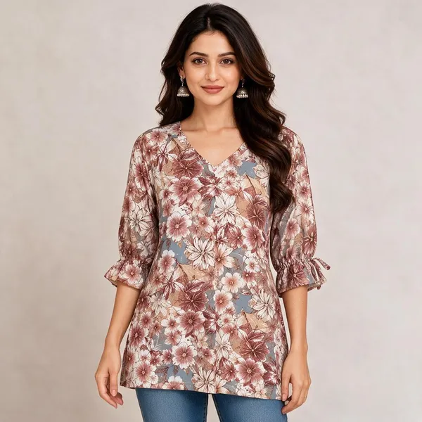 Multicolour_Cotton_Relaxed_Fit_Floral_Print_Short_Kurti_For_Women