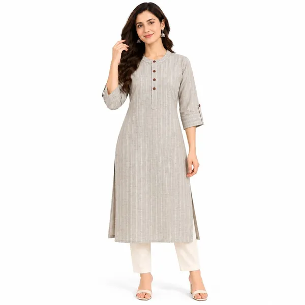 Grey_Cotton_Straight_Striped_Kurta_For_Women