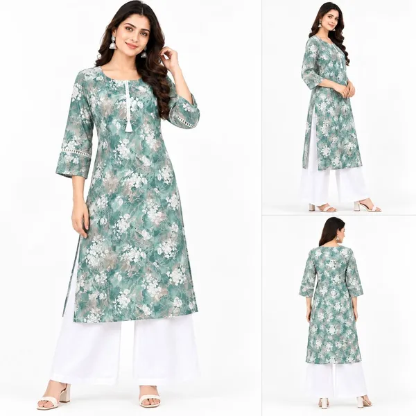 Green_Cotton_Straight_Floral_Print_Kurta_Set_For_Women