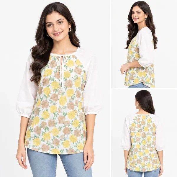 White_Cotton_Straight_Floral_Print_Top_For_Women