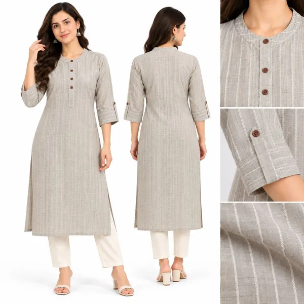 Grey_Cotton_Straight_Striped_Kurta_For_Women