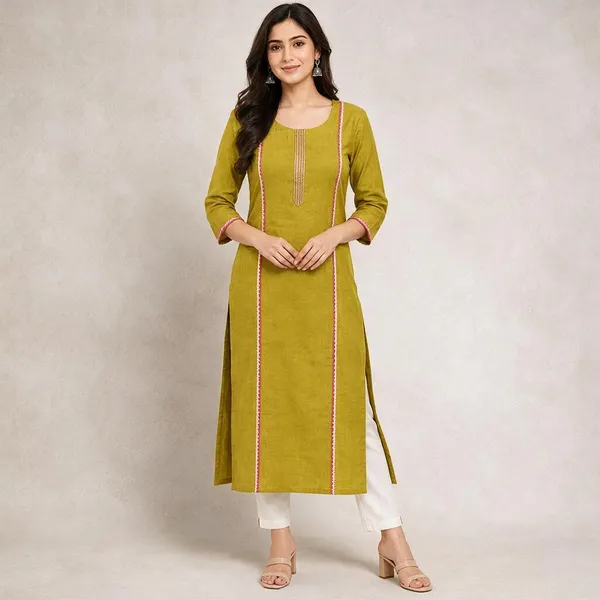 Olive_Green_Synthetic_Straight_Kurta_For_Women