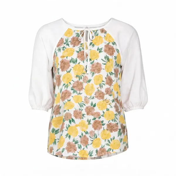White_Cotton_Straight_Floral_Print_Top_For_Women