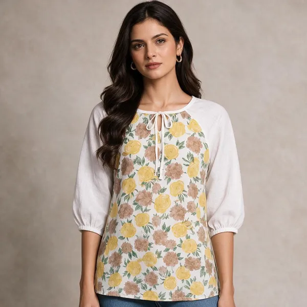 White_Cotton_Straight_Floral_Print_Top_For_Women