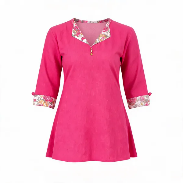 Pink_Cotton_A-Line_Printed_Trim_Top_For_Women