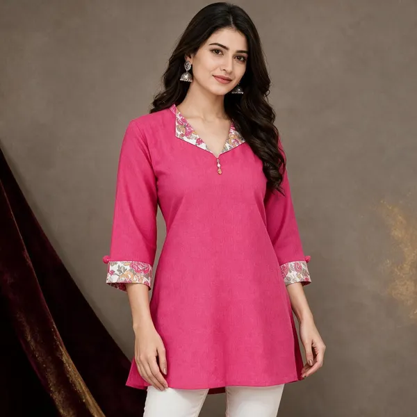 Pink_Cotton_A-Line_Printed_Trim_Top_For_Women