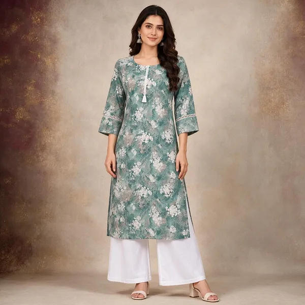 Green_Cotton_Straight_Floral_Print_Kurta_Set_For_Women