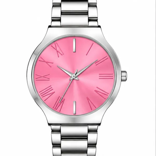 Silver_Metal_Link_Bracelet_Analog_Pink_Dial_Watch_For_Men