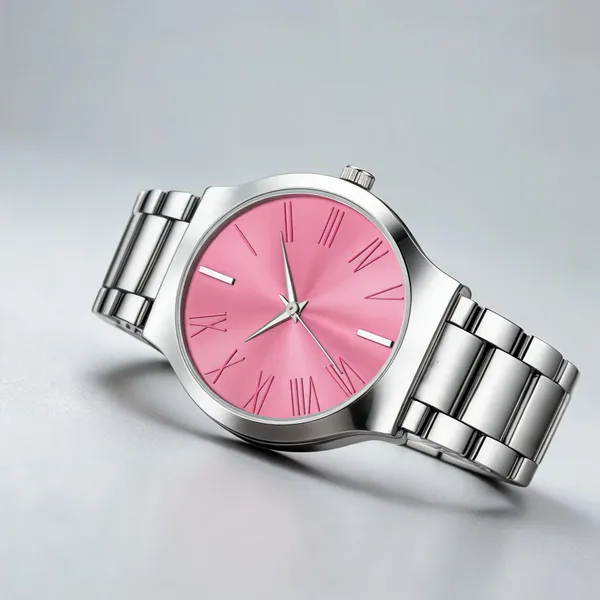 Silver_Metal_Link_Bracelet_Analog_Pink_Dial_Watch_For_Men