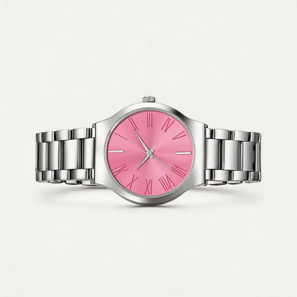 Silver_Metal_Link_Bracelet_Analog_Pink_Dial_Watch_For_Men