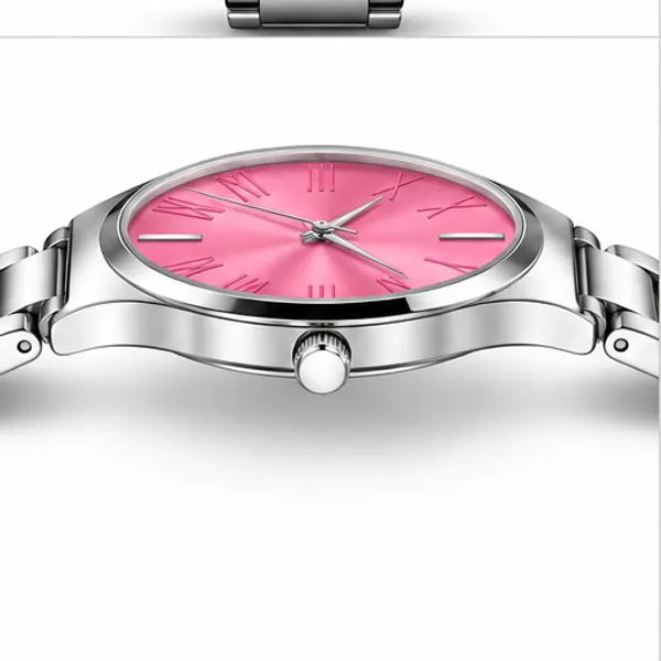 Silver_Metal_Link_Bracelet_Analog_Pink_Dial_Watch_For_Men