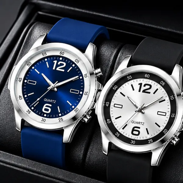 Blue_And_Black_Quartz_Analog_Watch_Set_for_Unisex