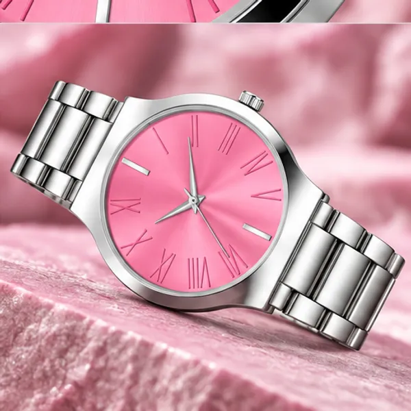 Silver_Metal_Link_Bracelet_Analog_Pink_Dial_Watch_For_Men