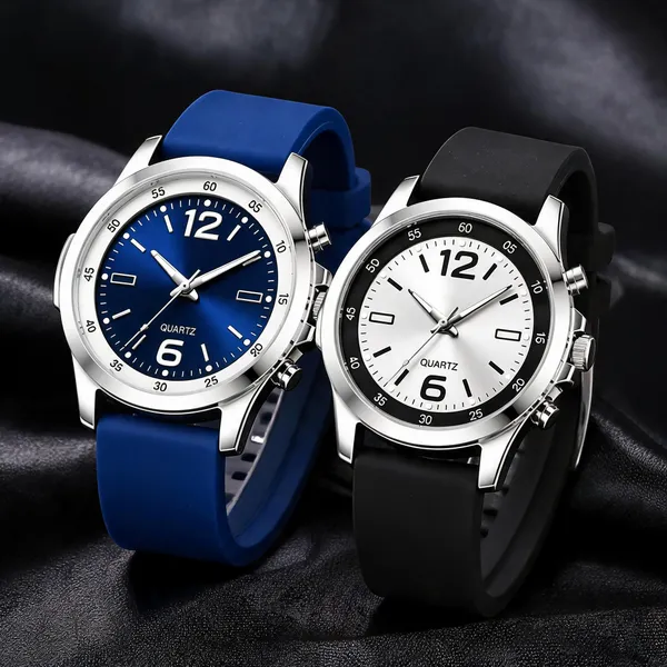 Blue_&_Black_Silicone_Analog_Watch_Set_For_Men