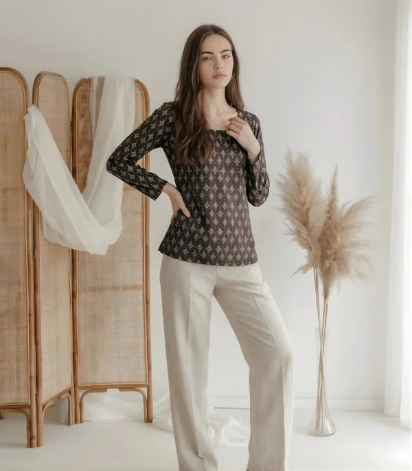 Grey_Printed_Tie-Waist_Kurta_for_Women