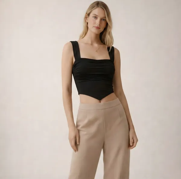 Black_Ruched_Square_Neck_Crop_Top_for_Women