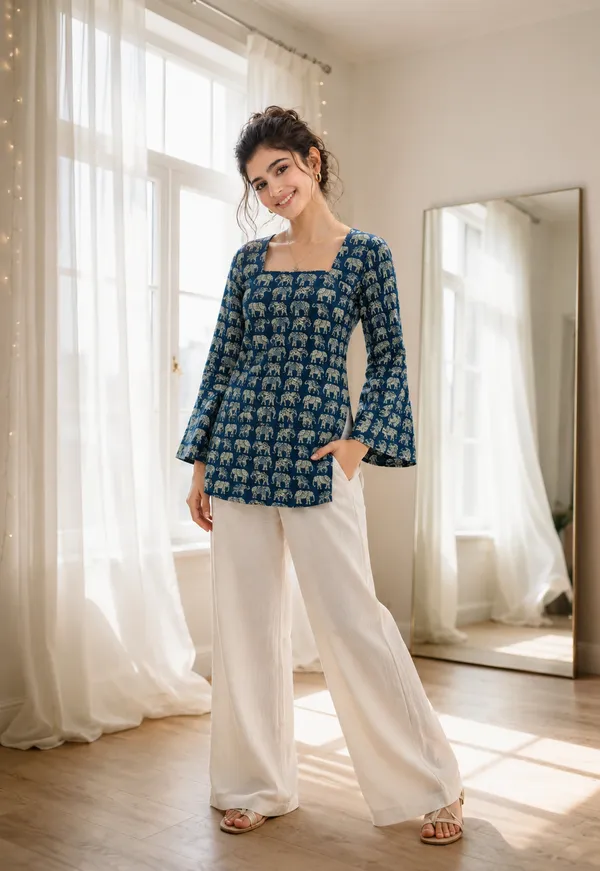 Blue_Printed_Flared_Kurta_Palazzo_Set_for_Women