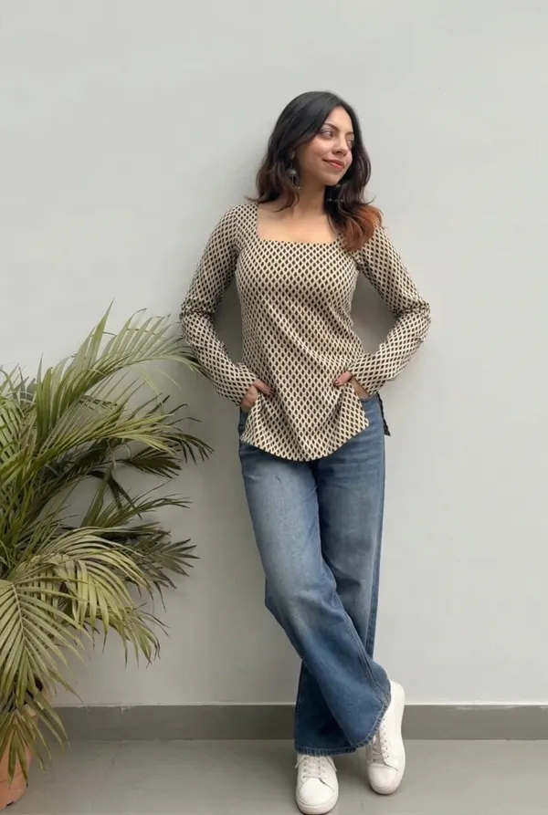 Cream_Patterned_Long_Sleeve_Top_for_Women