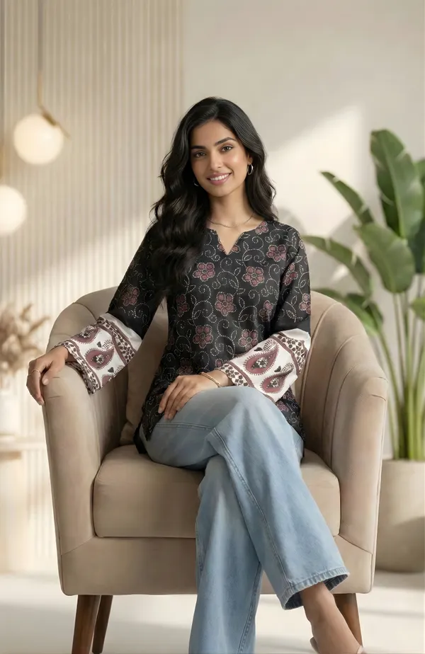 Black_Printed_Regular_Fit_Top_For_Women