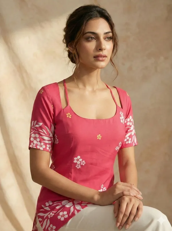 Pink_Printed_Straight_Kurti_For_Women