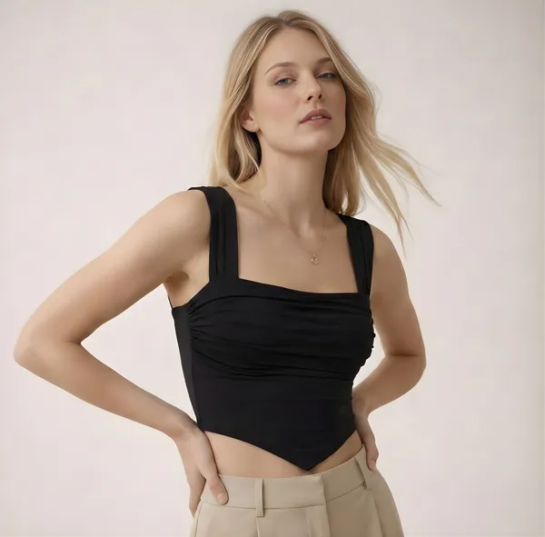 Black_Ruched_Square_Neck_Crop_Top_for_Women