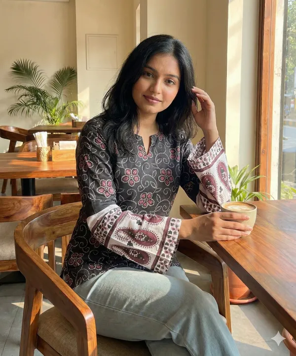 Black_Printed_Regular_Fit_Top_For_Women
