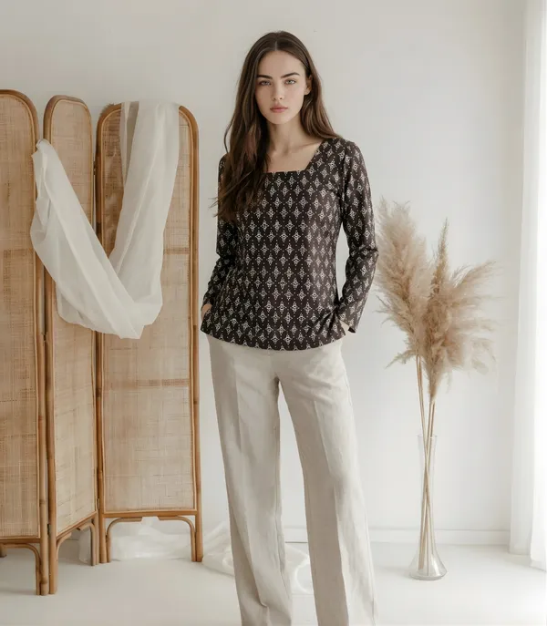 Grey_Printed_Tie-Waist_Kurta_for_Women