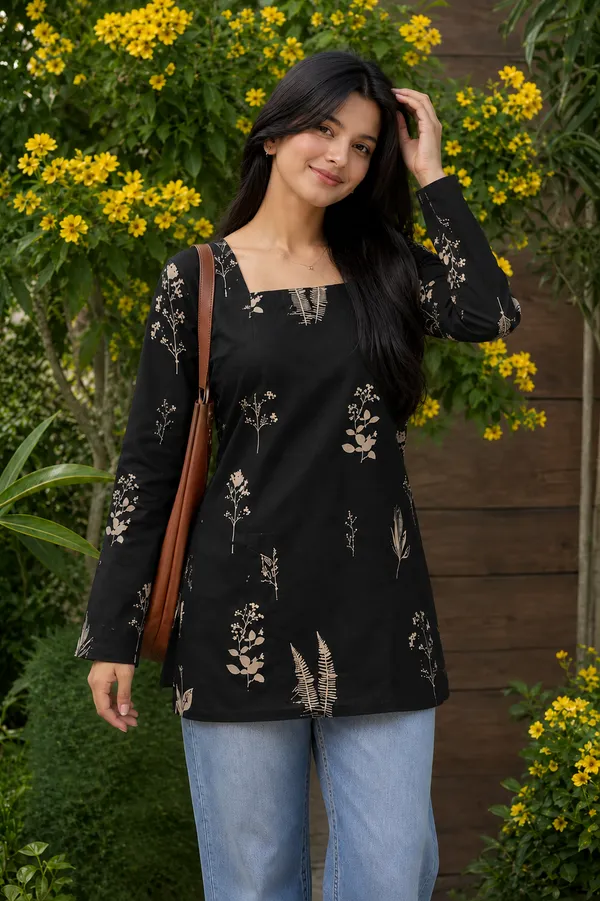 Black_Floral_Print_Tunic_for_Women