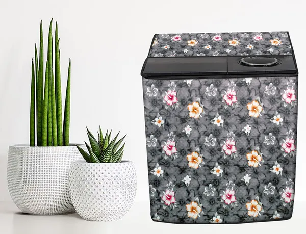 Grey_Floral_Semi-Automatic_Washing_Machine_Cover