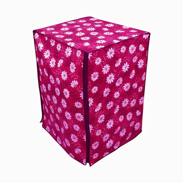 Maroon_/_Pink_Floral_Patti_PVC_Front_Load_Washing_Machine_Cover