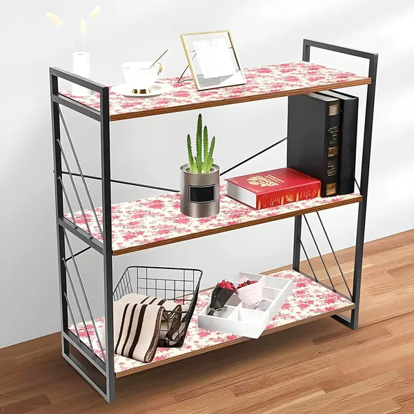 White_&_Pink_Waterproof_Floral_Shelf_Liner_Roll
