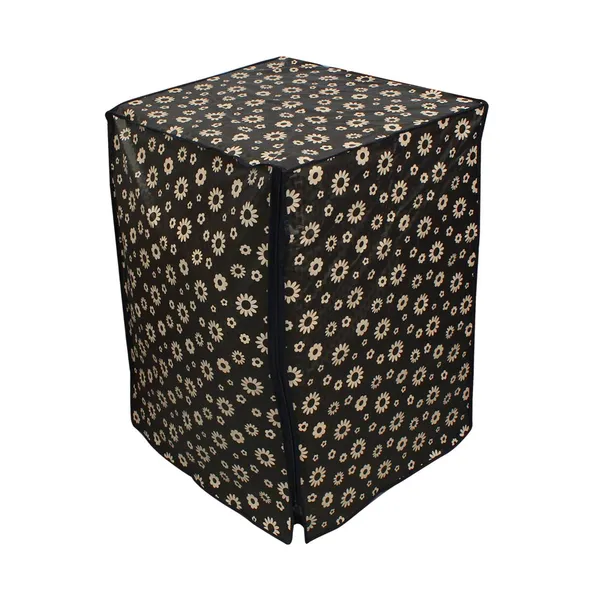 Black_Polyester_Black_Floral_Print_Front_Load_Washing_Machine_Cover