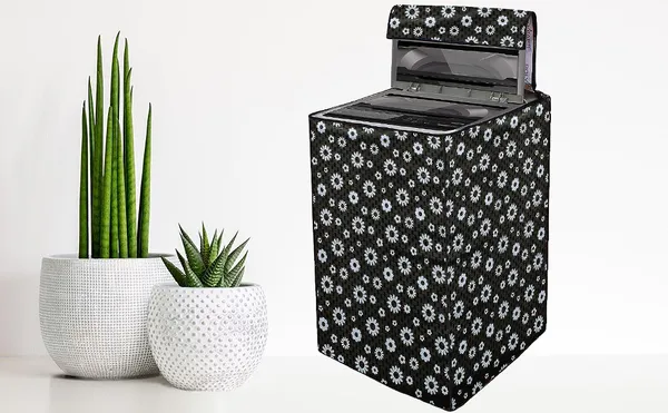 Black_Polyester_Black_Floral_Print_Top_Load_Washing_Machine_Cover