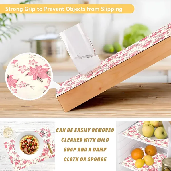 White_&_Pink_Waterproof_Floral_Shelf_Liner_Roll