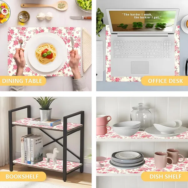 White_&_Pink_Waterproof_Floral_Shelf_Liner_Roll