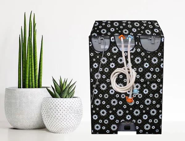 Black_Polyester_Black_Floral_Print_Top_Load_Washing_Machine_Cover