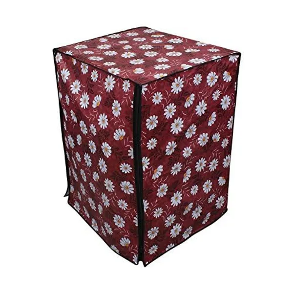Maroon_/_Pink_Floral_Patti_PVC_Front_Load_Washing_Machine_Cover