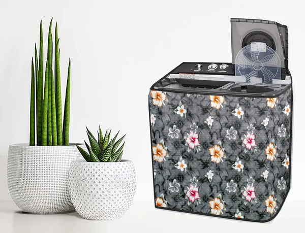 Grey_Floral_Semi-Automatic_Washing_Machine_Cover