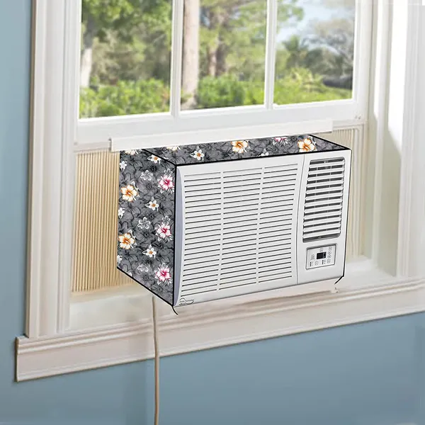 Grey_Floral_Window_AC_Cover