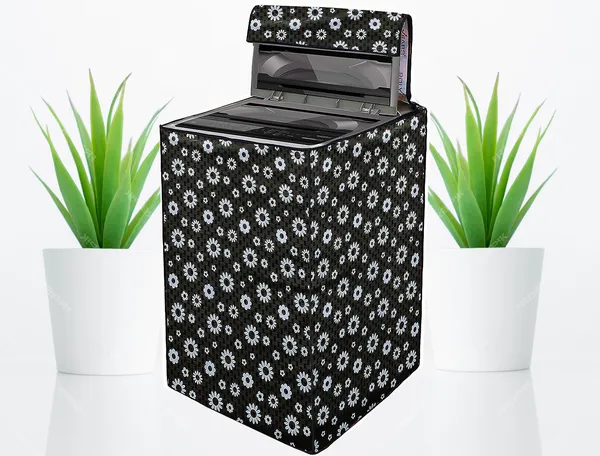 Black_Polyester_Black_Floral_Print_Top_Load_Washing_Machine_Cover